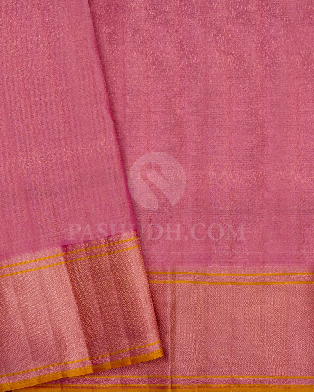 Shades Of Pink,Golden Yellow With Tulian Pink Kanjivaram Silk Saree-D645(E)