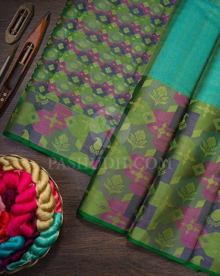 Emerald Green Kanjivaram Silk Saree-DJ424(F)