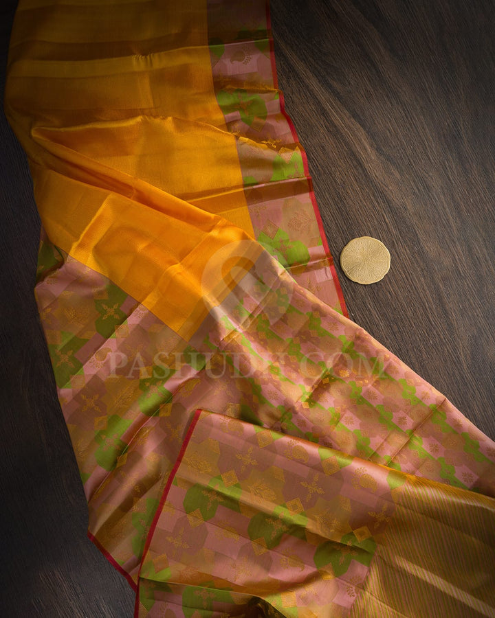 Mango Yellow Kanjivaram Silk Saree-DJ424(G)