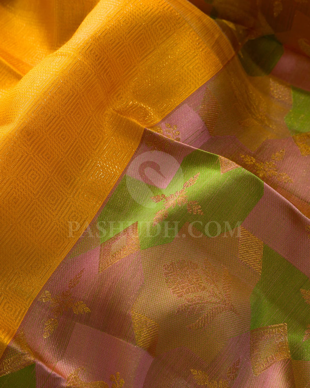 Mango Yellow Kanjivaram Silk Saree-DJ424(G)