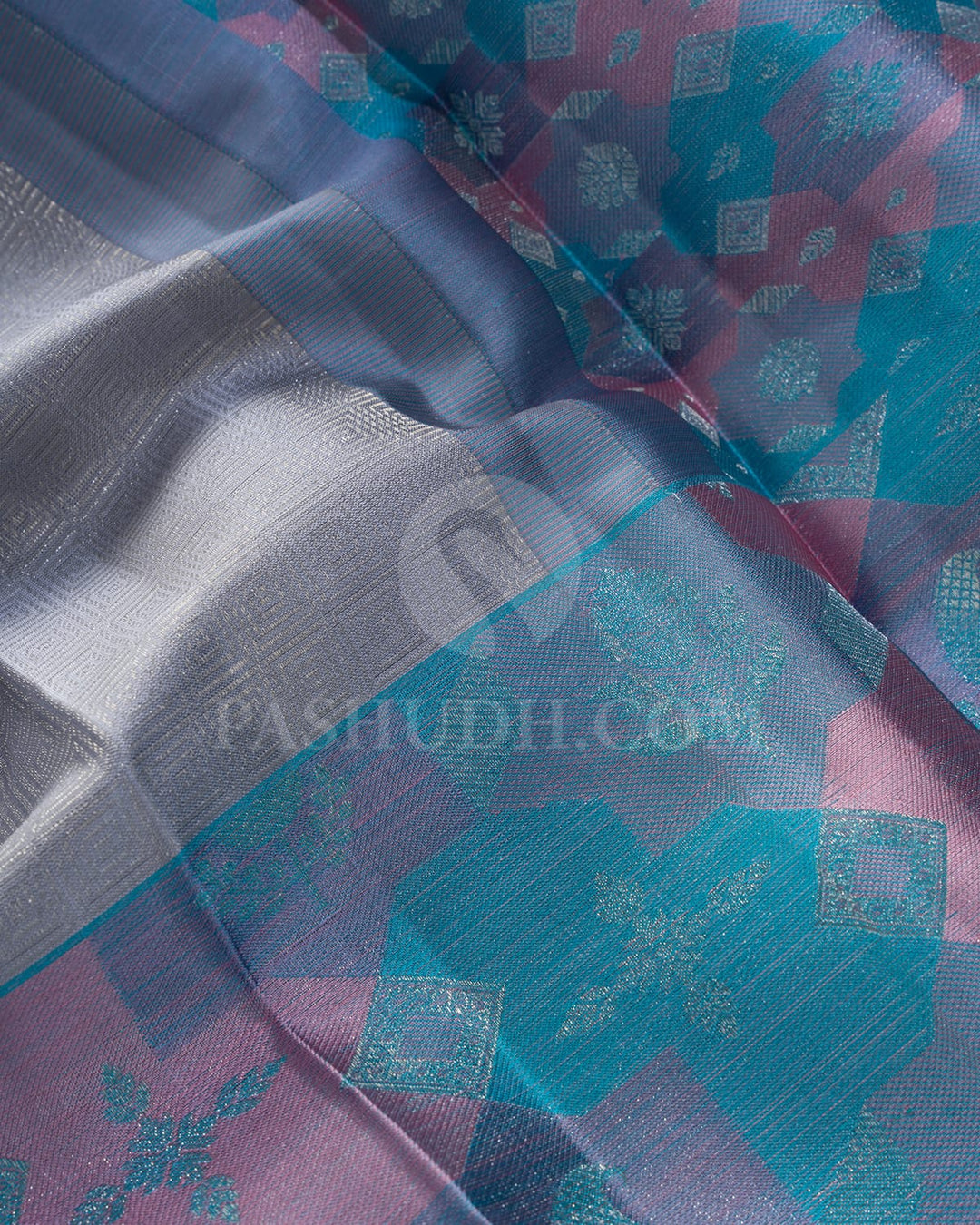 Silver Grey With Multicolor Kanjivaram Silk Saree-DJ424(E)