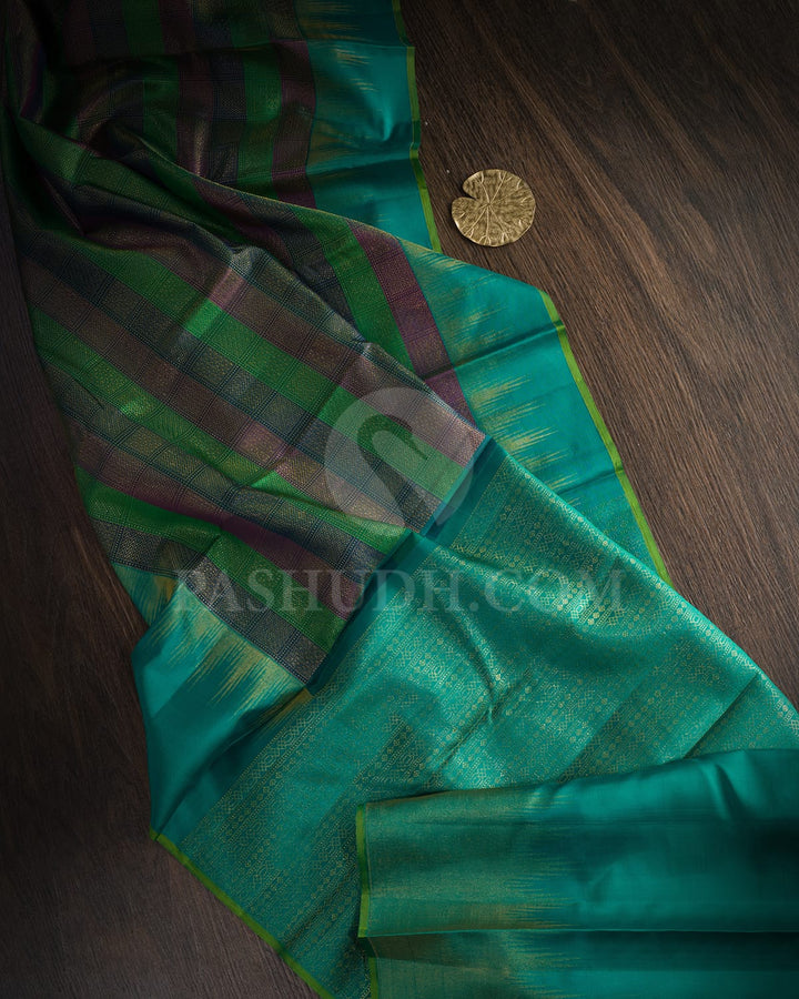 Shades Of Green Kanjivaram Silk Saree-DJ436(D)