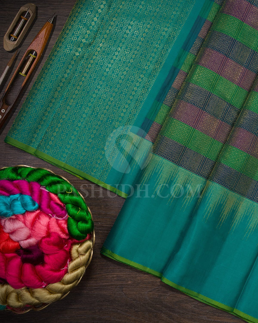 Shades Of Green Kanjivaram Silk Saree-DJ436(D)