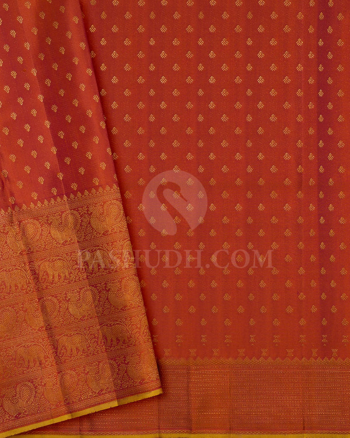 Palatinate Purple With Dual Shaded Apricot Kanjivaram Silk Saree-DJ434(D)