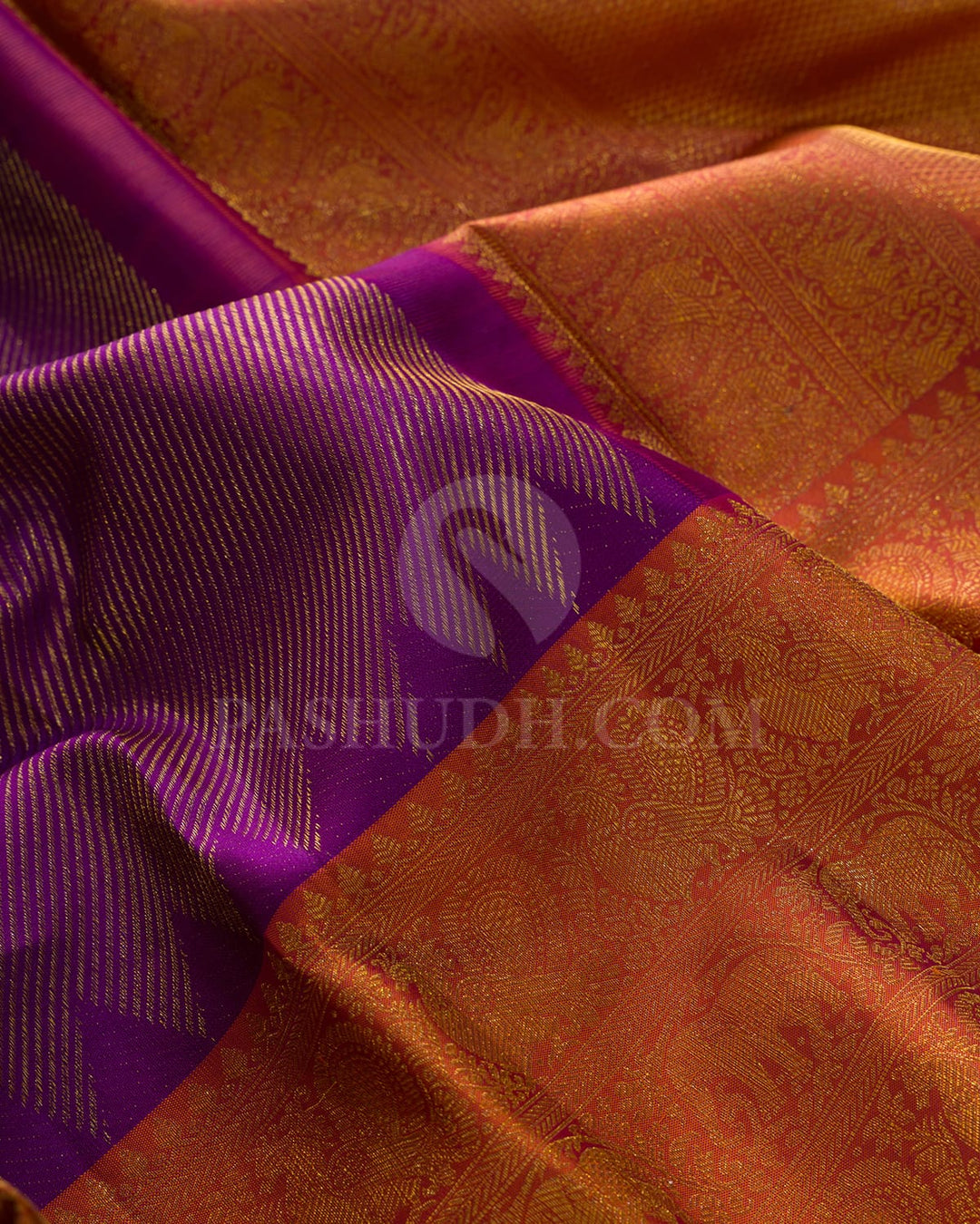 Palatinate Purple With Dual Shaded Apricot Kanjivaram Silk Saree-DJ434(D)