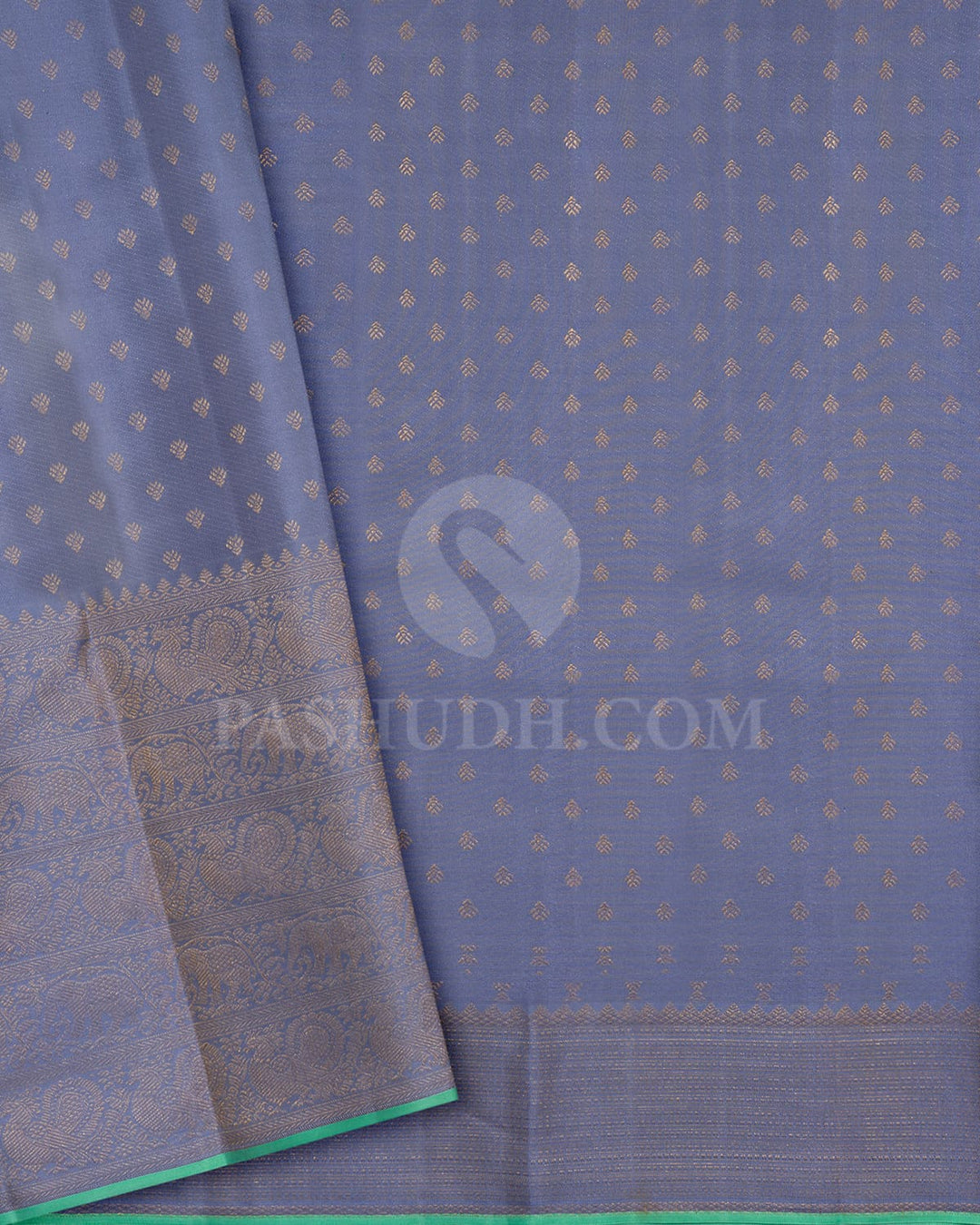 Cloud Grey With Cool Grey Kanjivaram Silk Saree-DJ434(C)