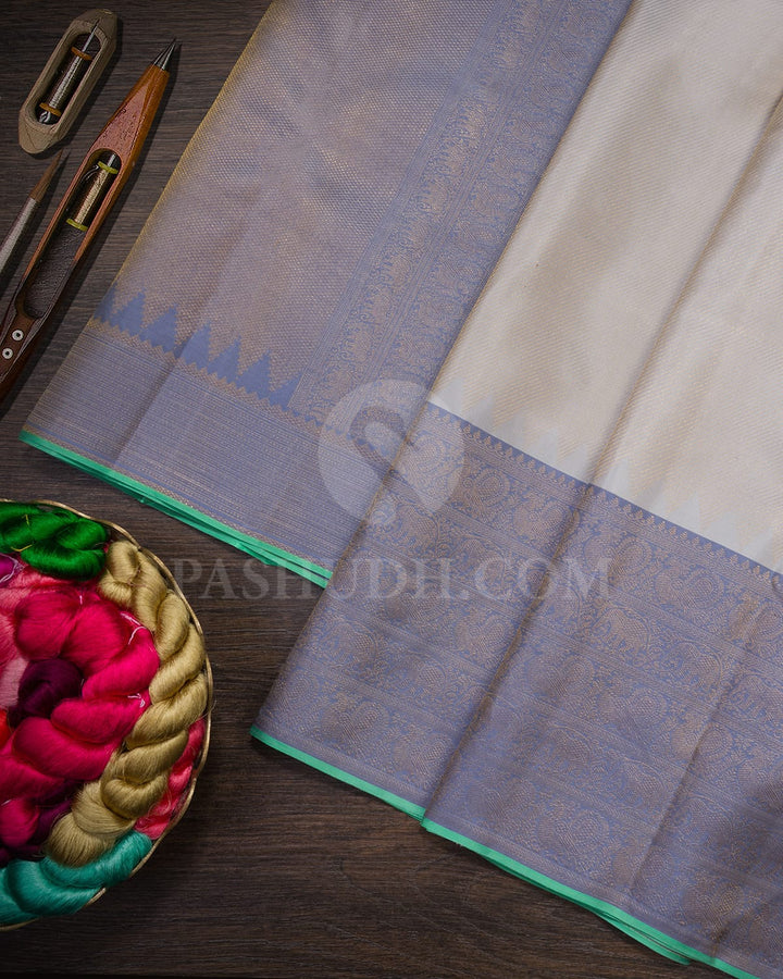 Cloud Grey With Cool Grey Kanjivaram Silk Saree-DJ434(C)