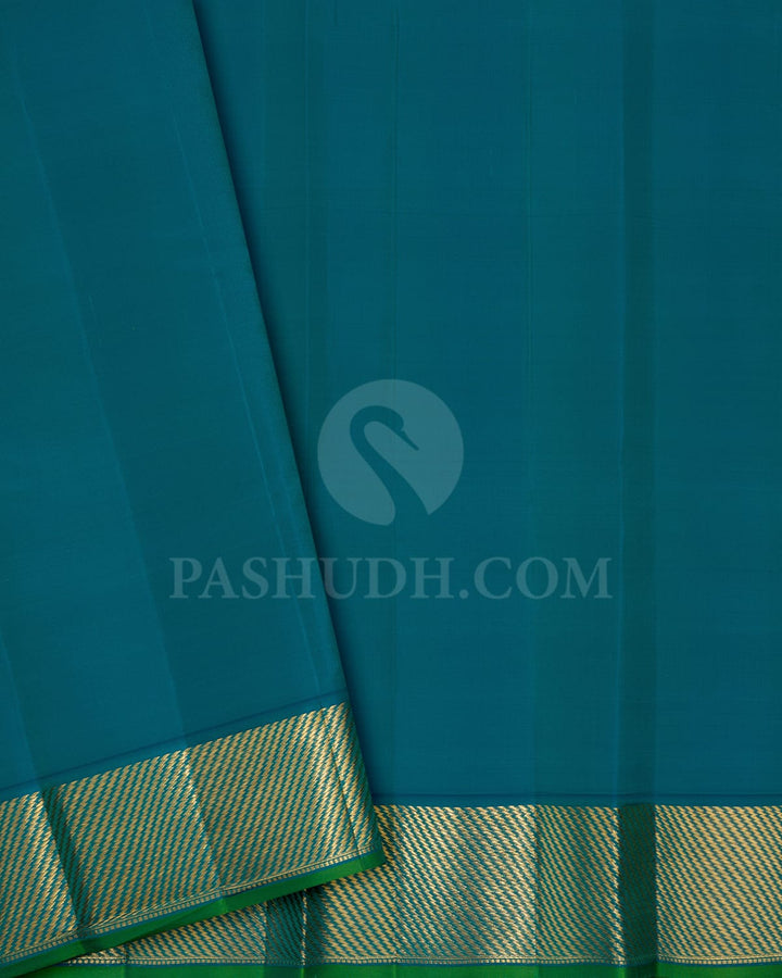 Shades Of Green With Teal Blue Kanjivaram Silk Saree-DJ442(E)