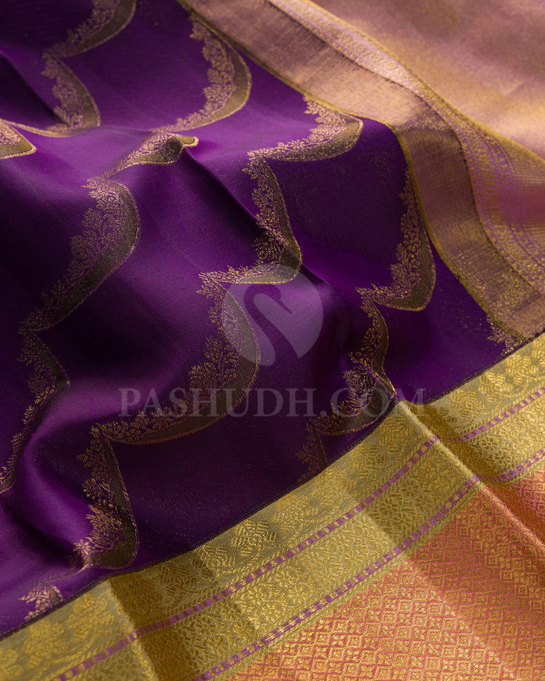 Indigo Purple With Lilac Kanjivaram Silk Saree-D660(E)