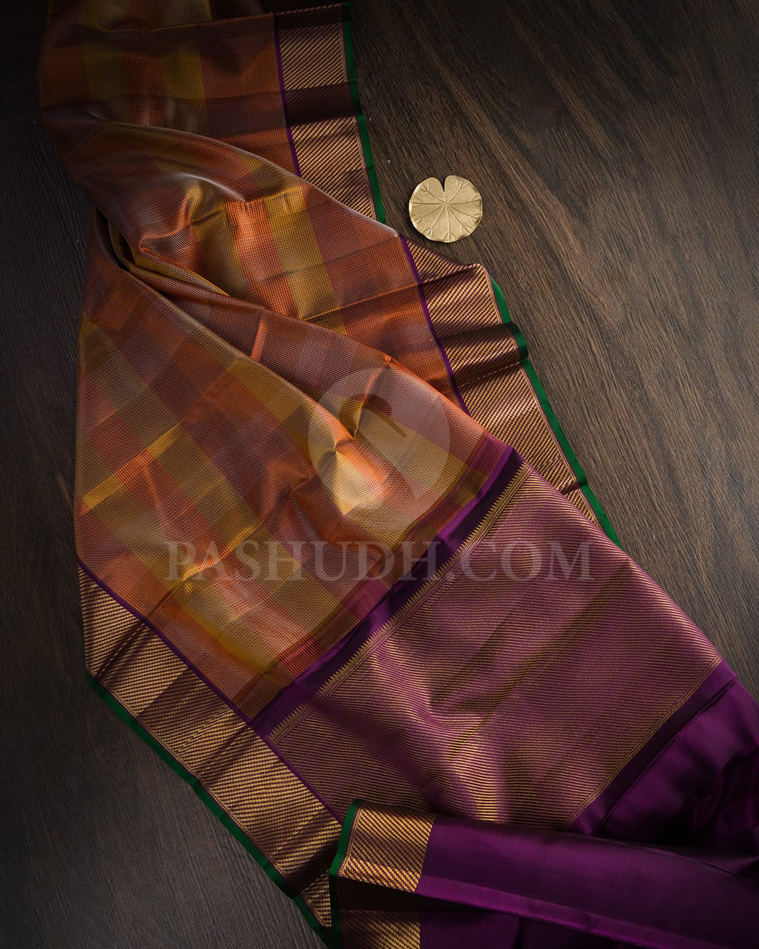 Shades Of Bronze With Irish Purple Kanjivaram Silk Saree-DJ442(D)