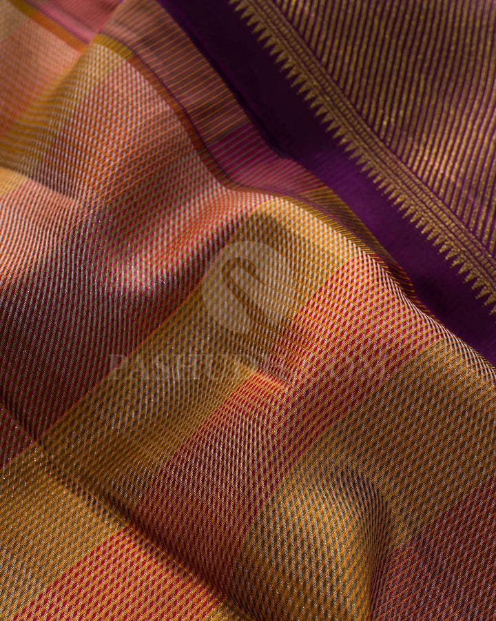 Shades Of Bronze With Irish Purple Kanjivaram Silk Saree-DJ442(D)