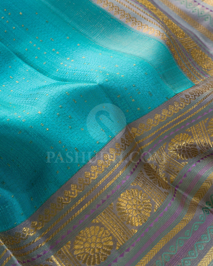Sky Blue With Steel Grey Kanjivaram Silk Saree-D689(A)