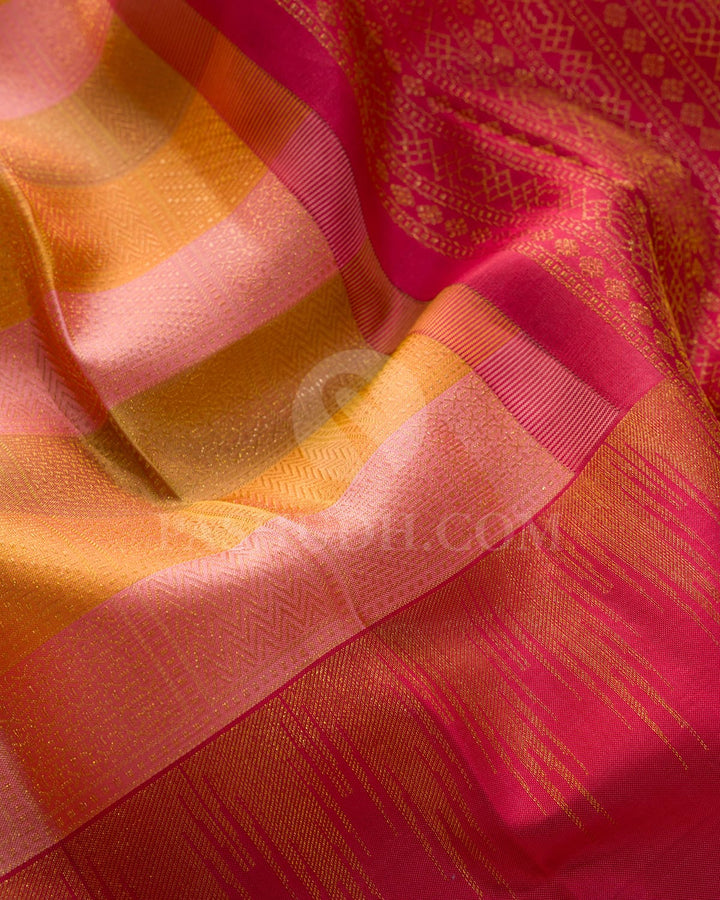 Shades Of Pink,Yellow And Honey Kanjivaram Silk Saree-DJ436(E)