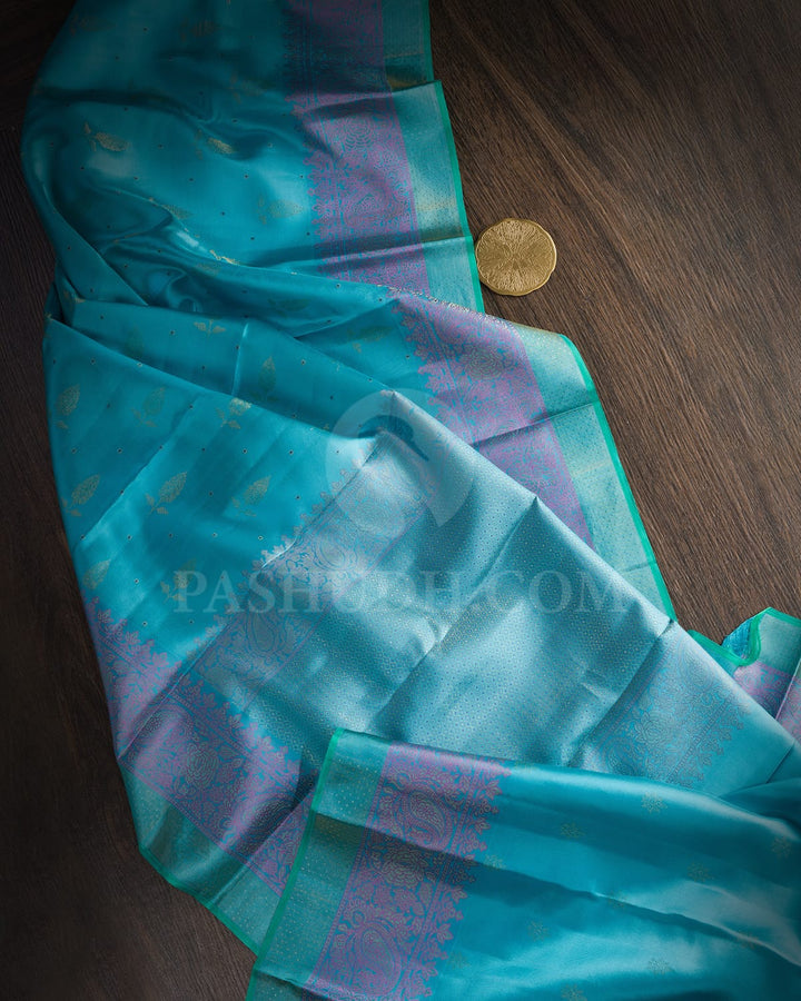 Baby Blue Kanjivaram Silk Saree-D677(B)