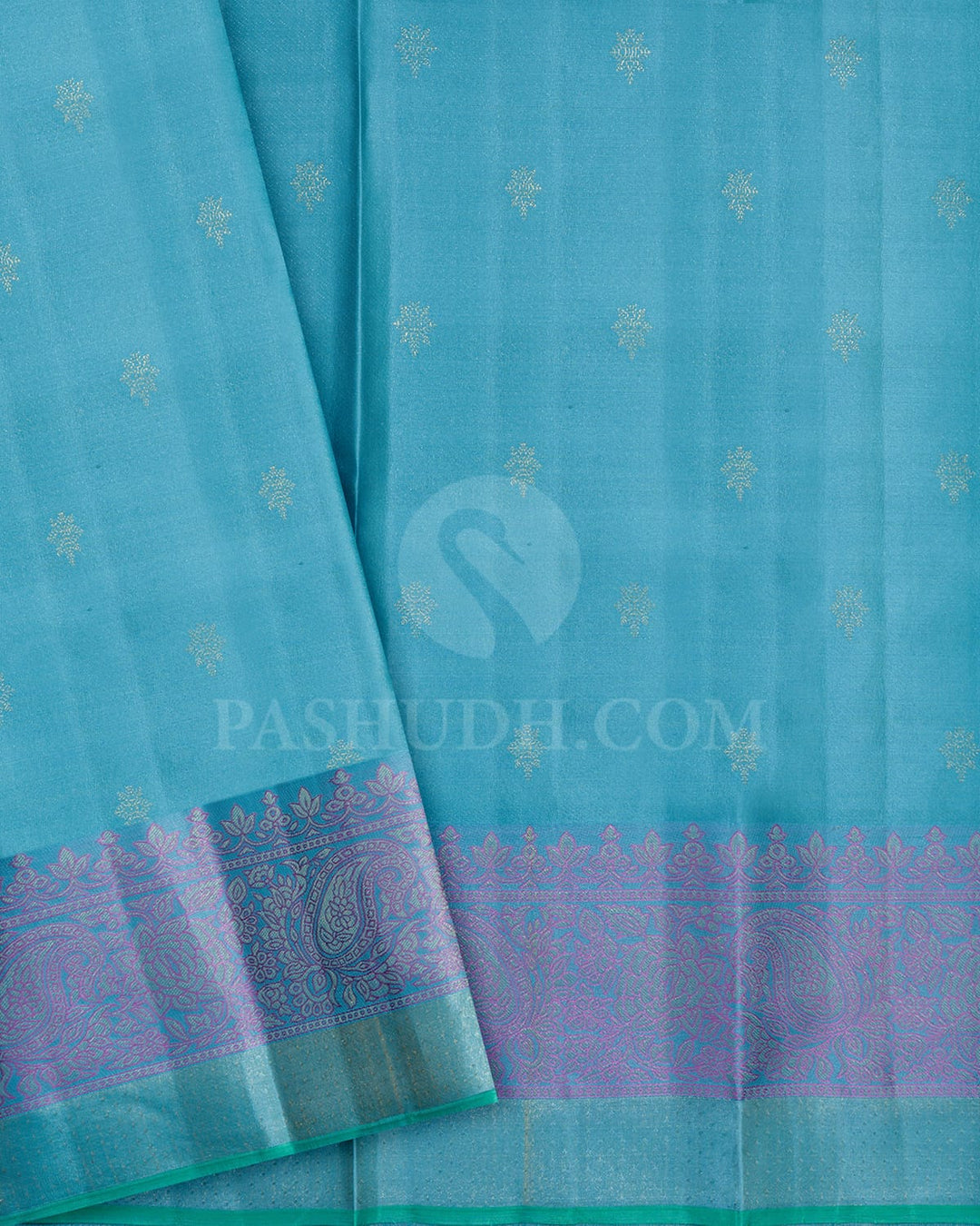 Baby Blue Kanjivaram Silk Saree-D677(B)