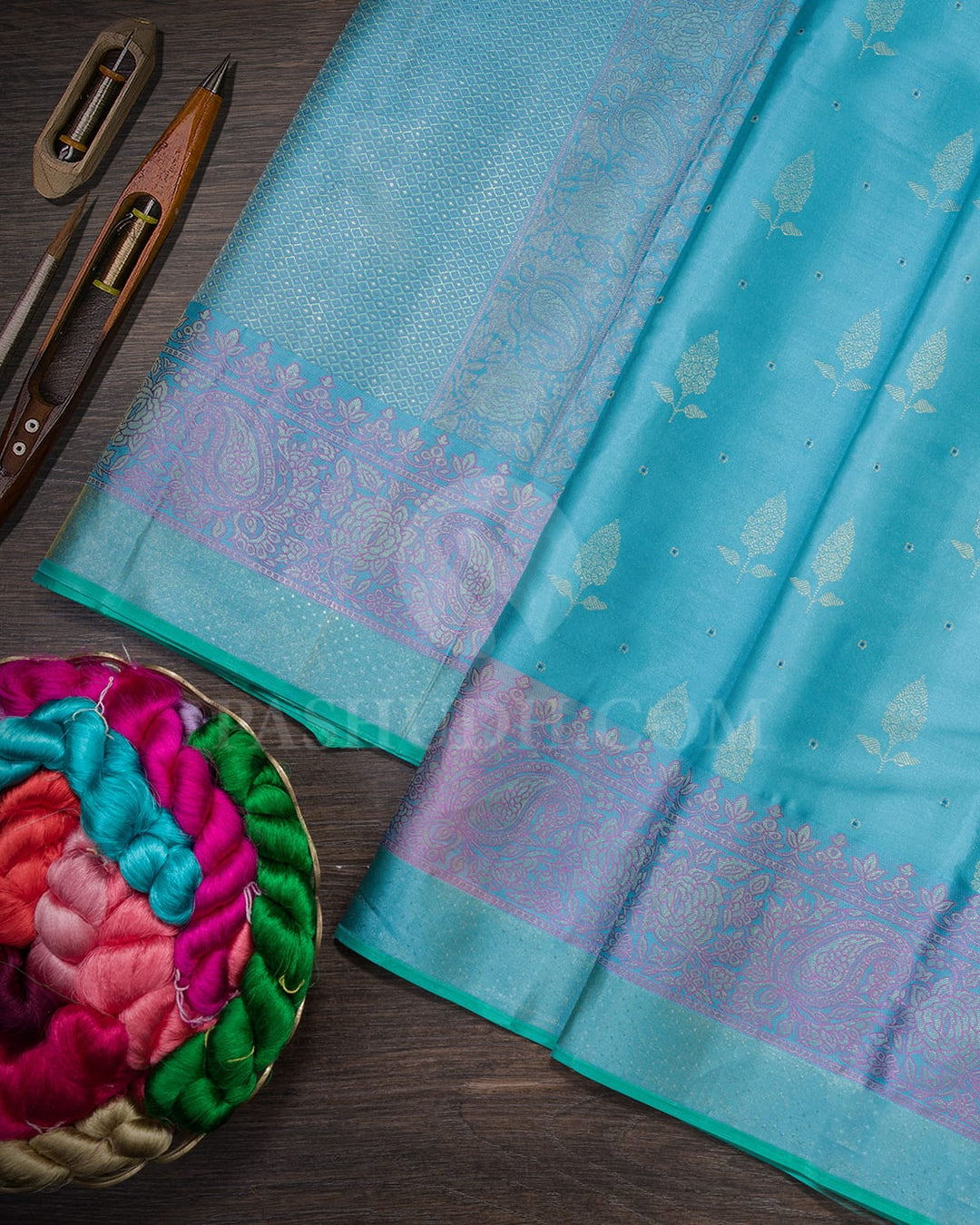 Baby Blue Kanjivaram Silk Saree-D677(B)