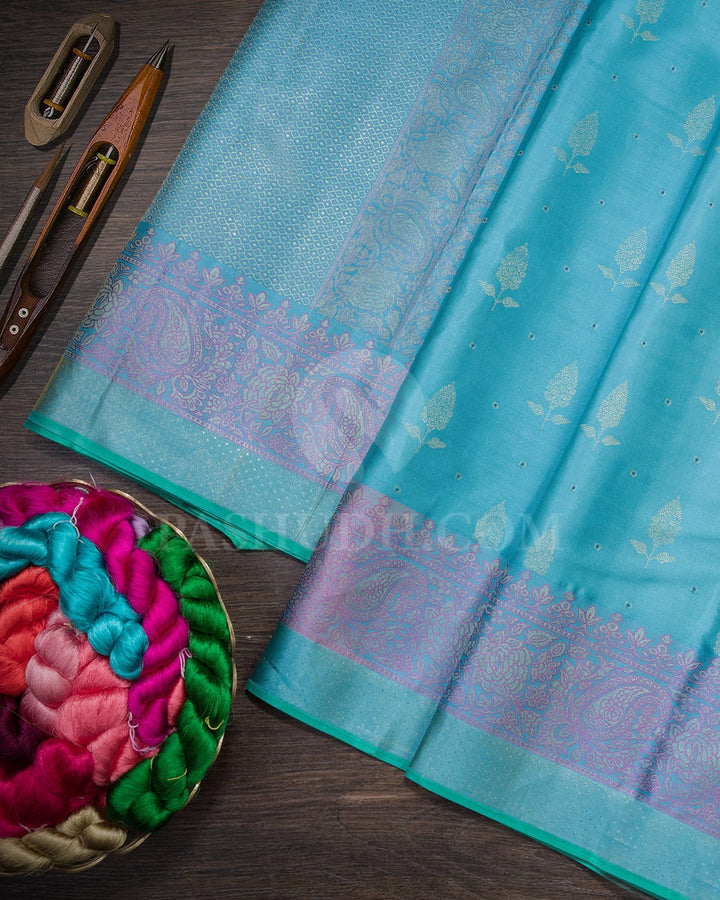 Baby Blue Kanjivaram Silk Saree-D677(B)
