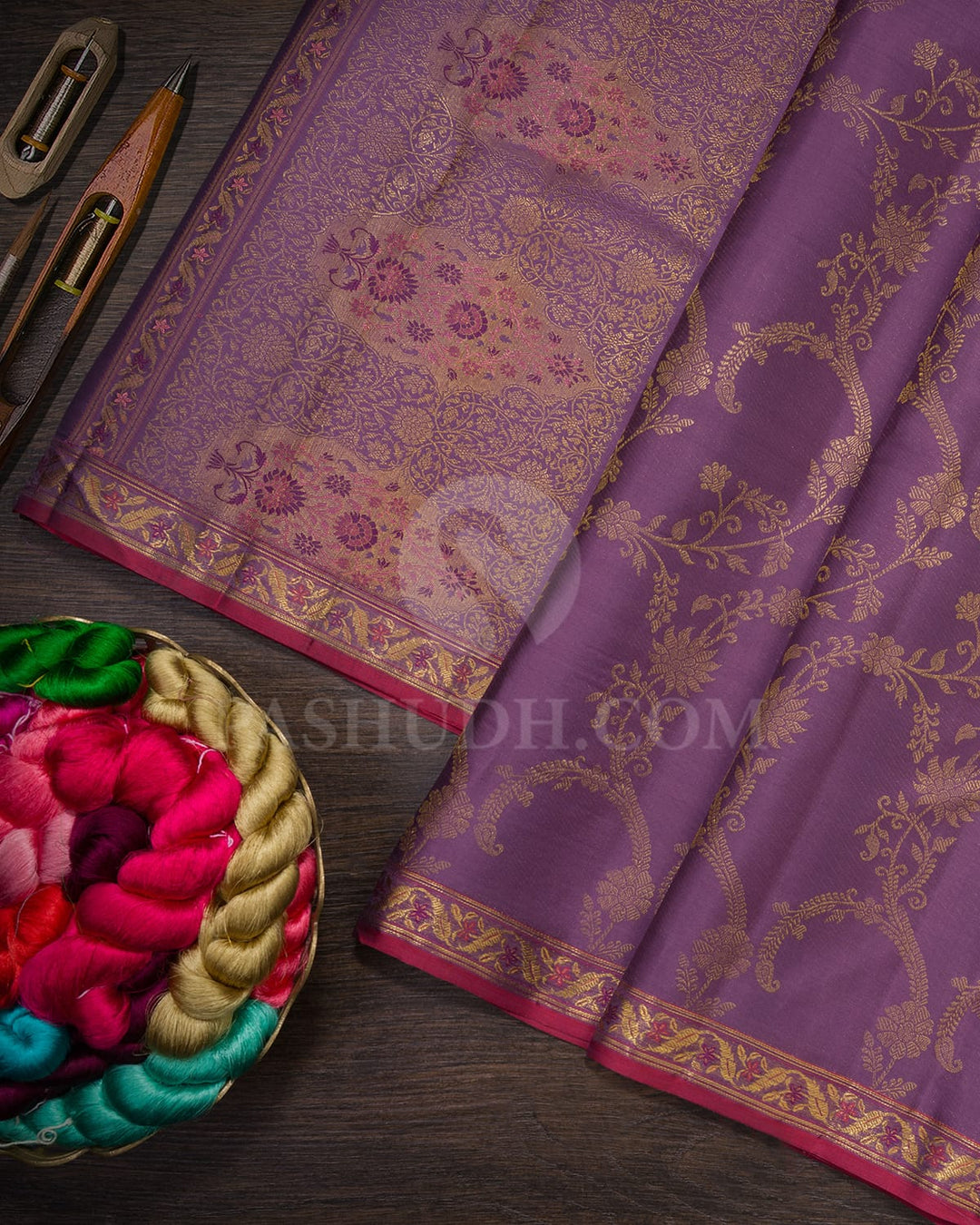 Heather Purple Kanjivaram Silk Saree-DJ444(B)