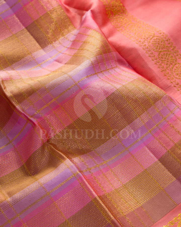 Lilac,Pink And Dusty Pink With Coral Pink Kanjivaram Silk Saree-DJ382(G)