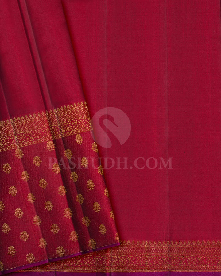 Bottle Green With Maroon Kanjivaram Silk Saree-DJ443(C)