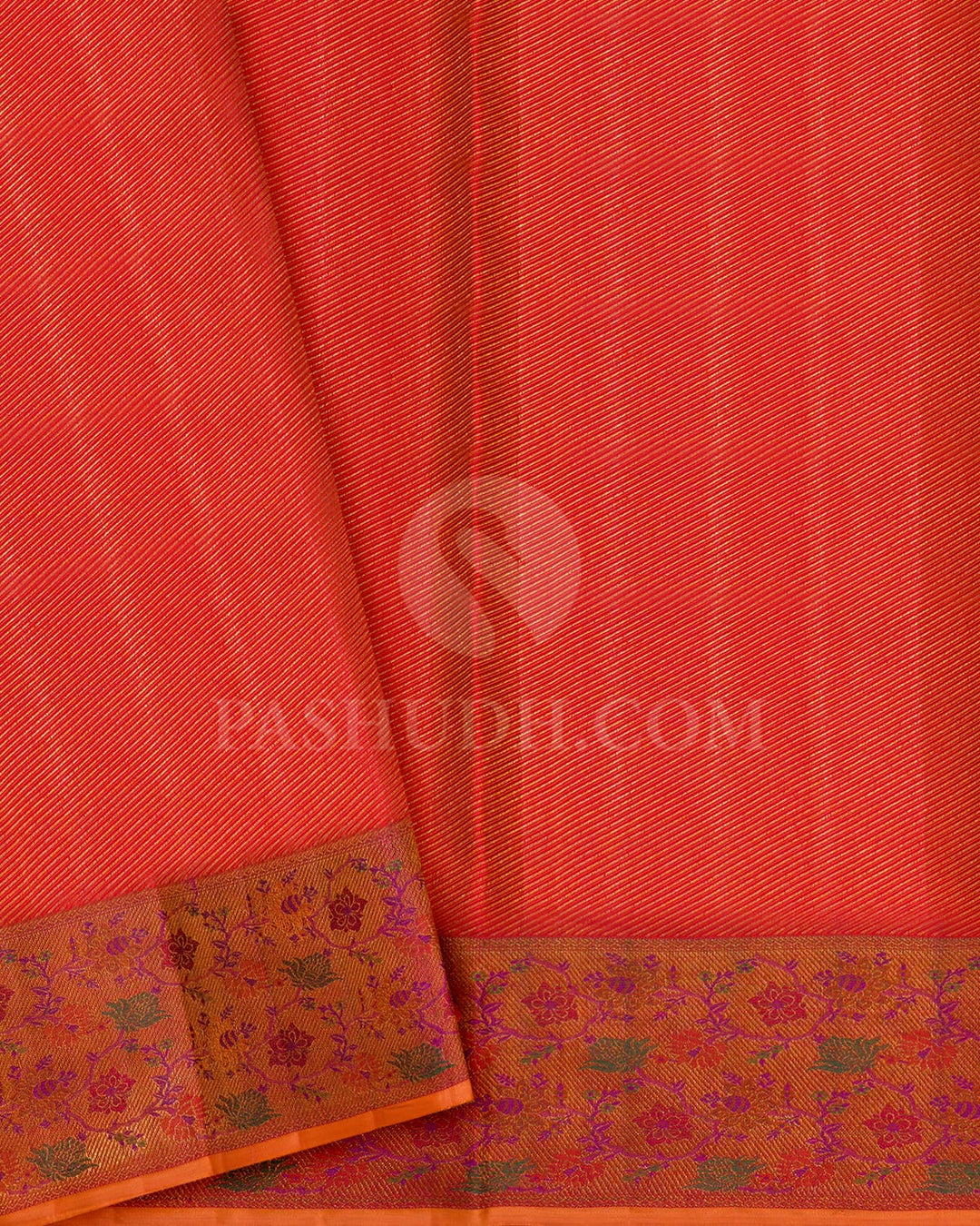 Sunset Orange Kanjivaram Silk Saree-D688(A)