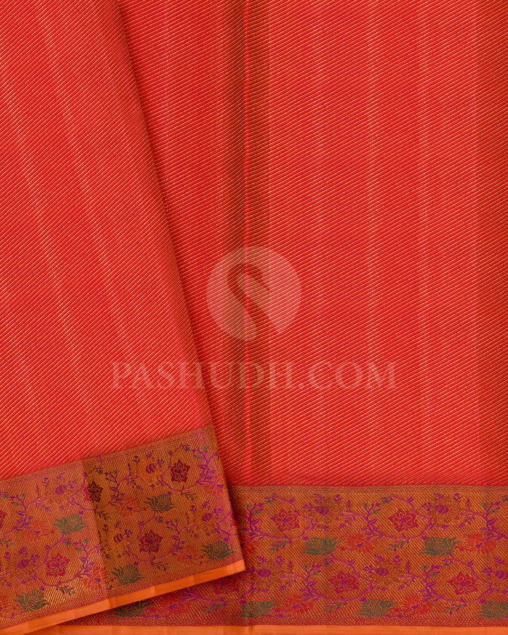 Sunset Orange Kanjivaram Silk Saree-D688(A)