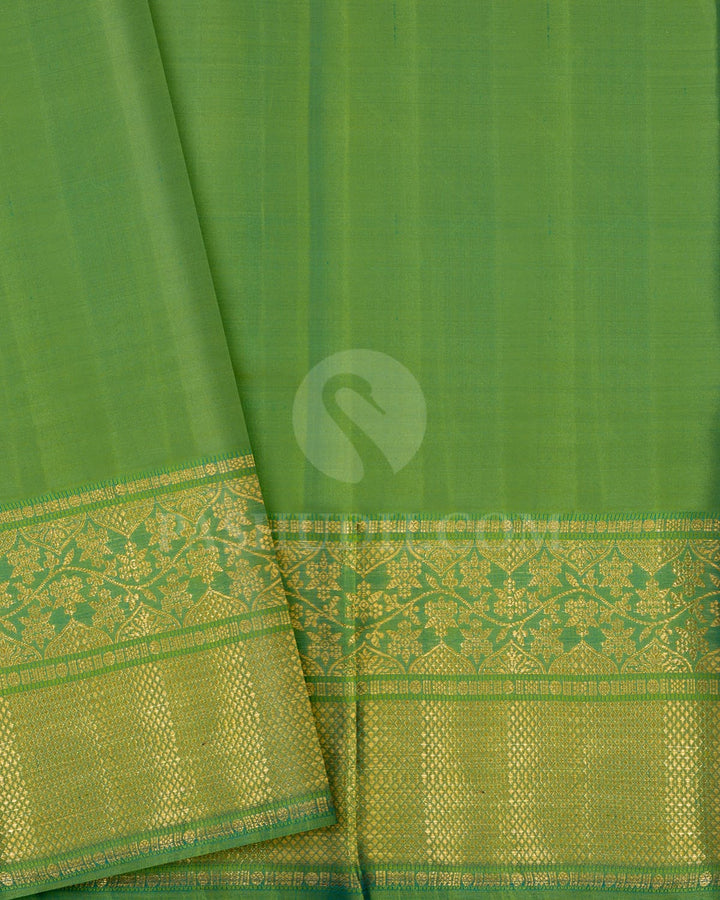 Dual Shaded Persian Green Kanjivaram Silk Saree-D664(B)