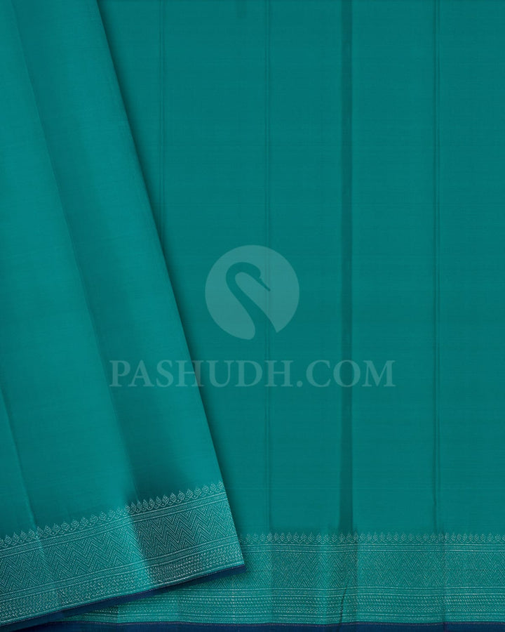 Sky Blue, Pistachio Green And Lavender With Pine Green Kanjivaram Silk Saree-DJ438(B)
