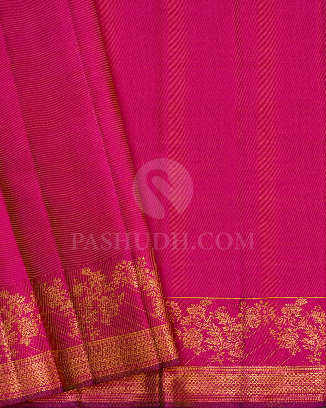 Sunflower Yellow With Rani Pink Kanjivaram Silk Saree-DJ449(B)
