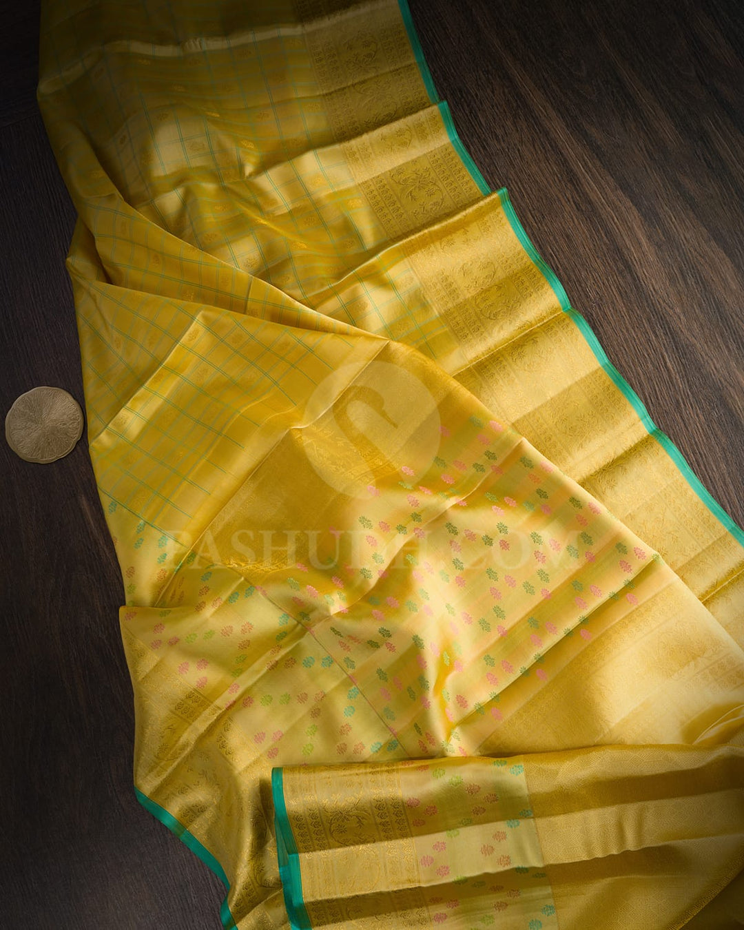 Flaxen Yellow Kanjivaram Silk Saree-DJ454(A)