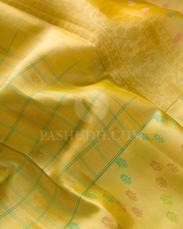Flaxen Yellow Kanjivaram Silk Saree-DJ454(A)
