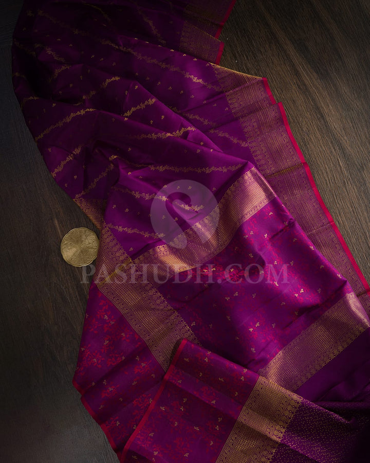 Dark Purple Kanjivaram Silk Saree-DJ420(E)