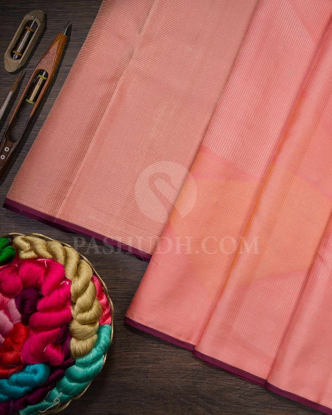 Rose Gold With Plum Kanjivaram Silk Saree-DJ453(A)