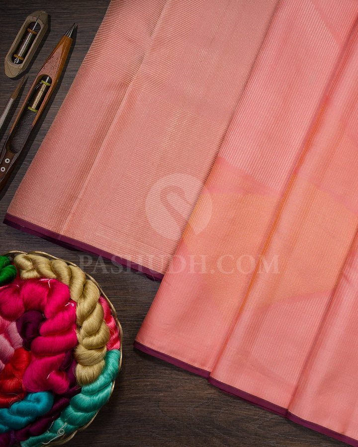 Rose Gold With Plum Kanjivaram Silk Saree-DJ453(A)