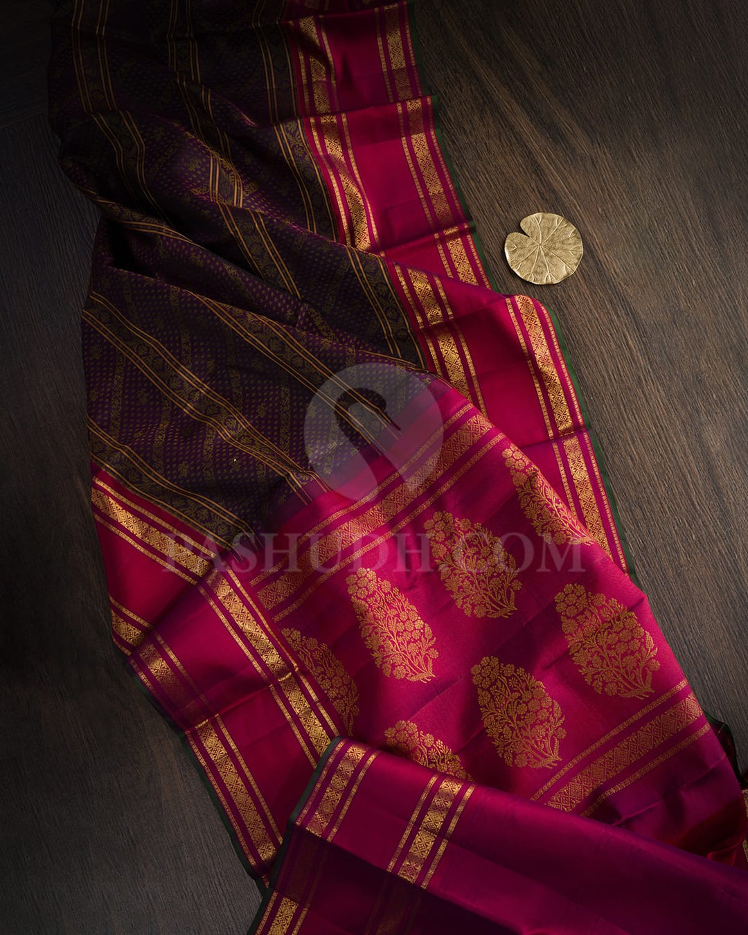 Dual Shaded Plum Purple With Dual Shaded Maroon Kanjivaram Silk Saree-DJ448(B)
