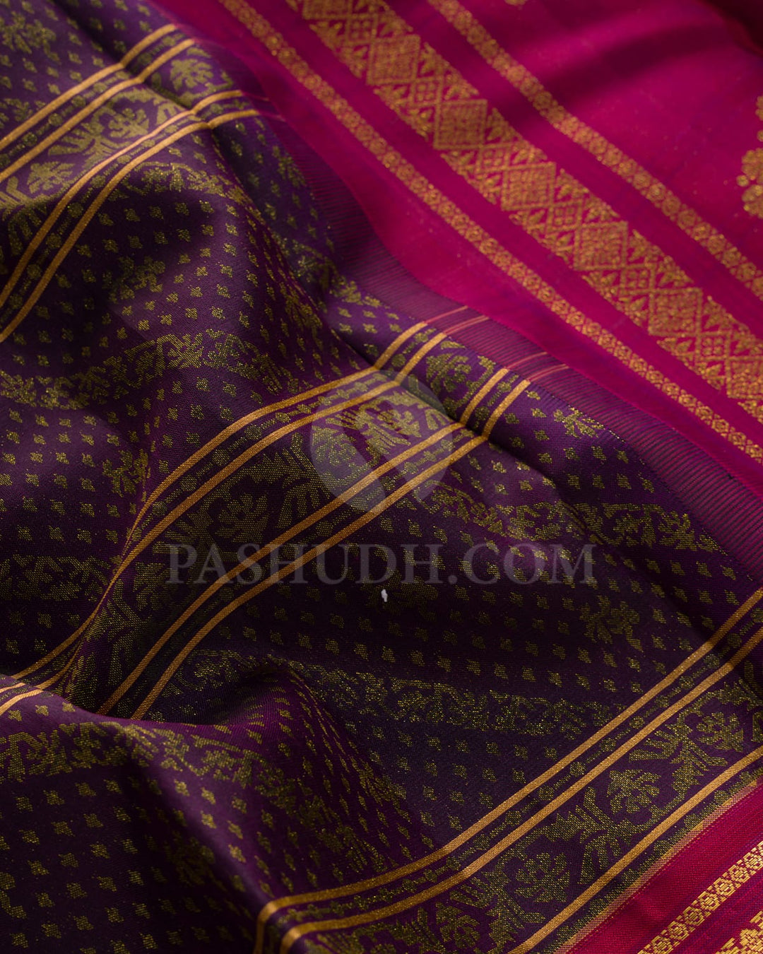 Dual Shaded Plum Purple With Dual Shaded Maroon Kanjivaram Silk Saree-DJ448(B)