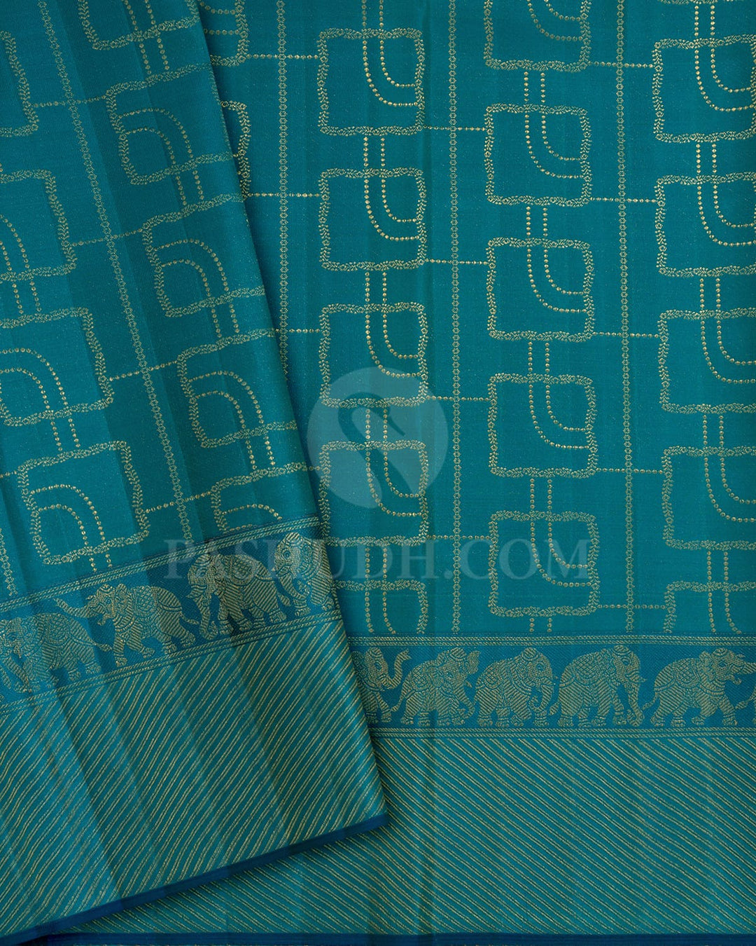 Pastel Blue With Dark Cyan Kanjivaram Silk Saree-D687(B)