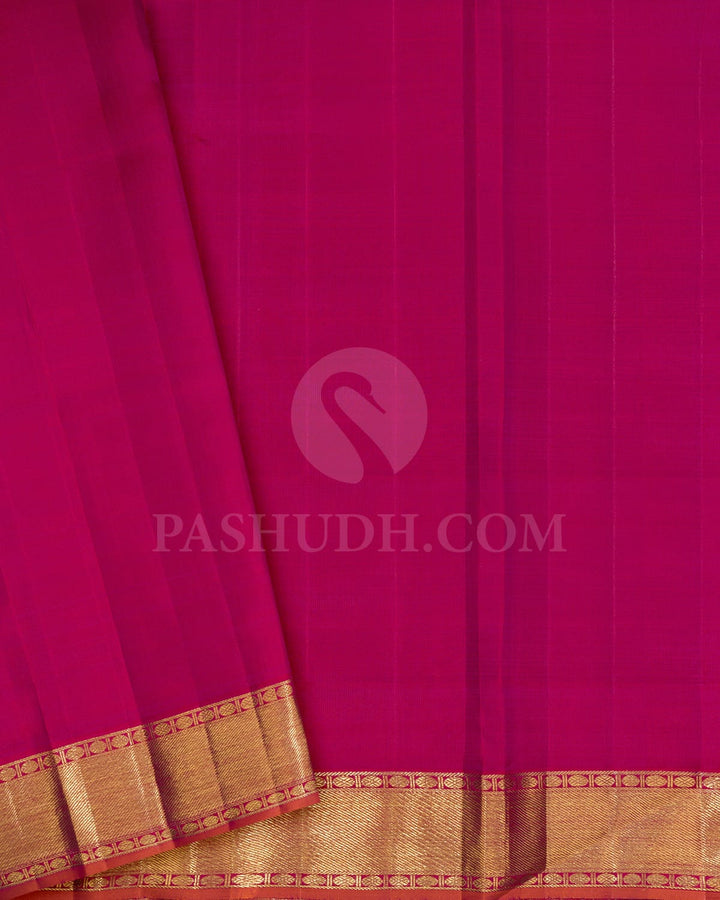 Parrot Green With Reddish Pink Kanjivaram Silk Saree-S1732(A)