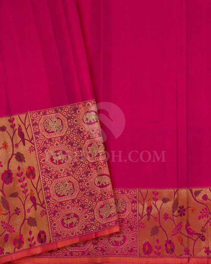 Peachy Pink With Reddish Pink Kanjivaram Silk Saree-S1731(A)