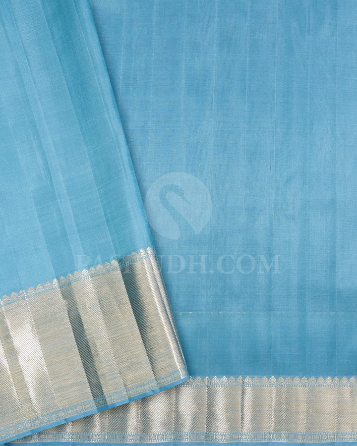Powder Blue Organza Shimmer Kanjivaram Silk Saree-S1096(F)