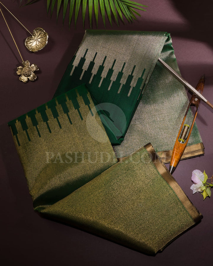 Forest Green With Cream Paithani Kanjivaram Silk Saree-S1719(E)