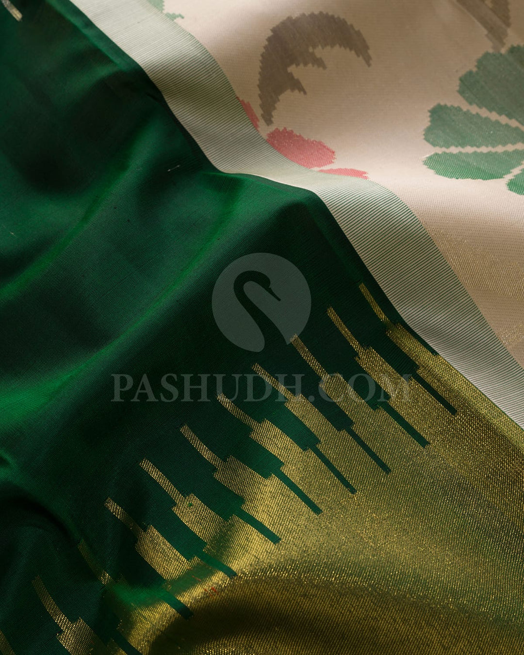 Forest Green With Cream Paithani Kanjivaram Silk Saree-S1719(E)