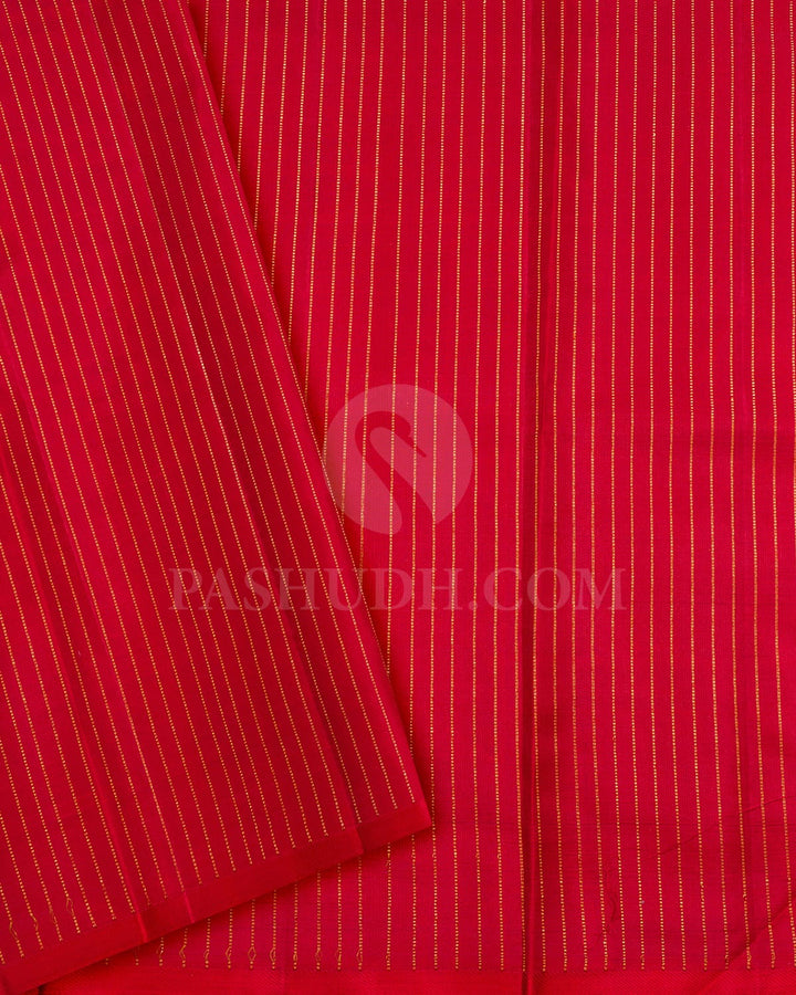 Mango Yellow With Bright Red Kanjivaram Silk Saree-S1086(C)