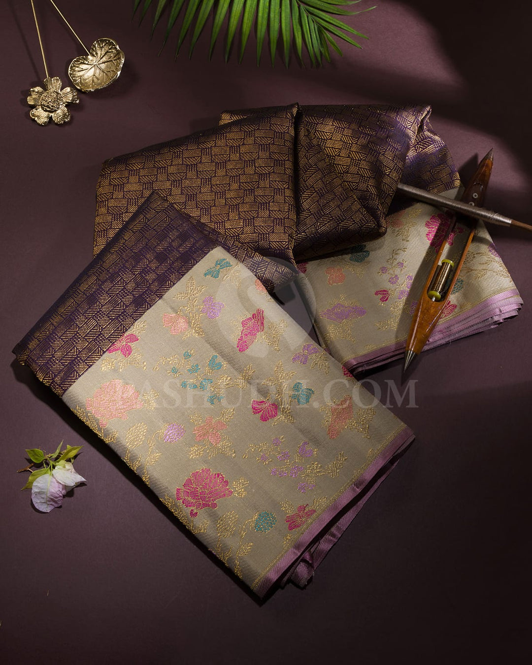 Dual Shaded Navy Blue Kanjivaram Silk Saree-S1766(A)