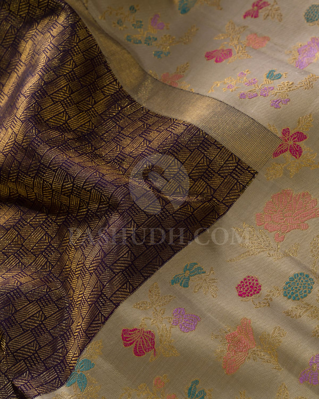 Dual Shaded Navy Blue Kanjivaram Silk Saree-S1766(A)