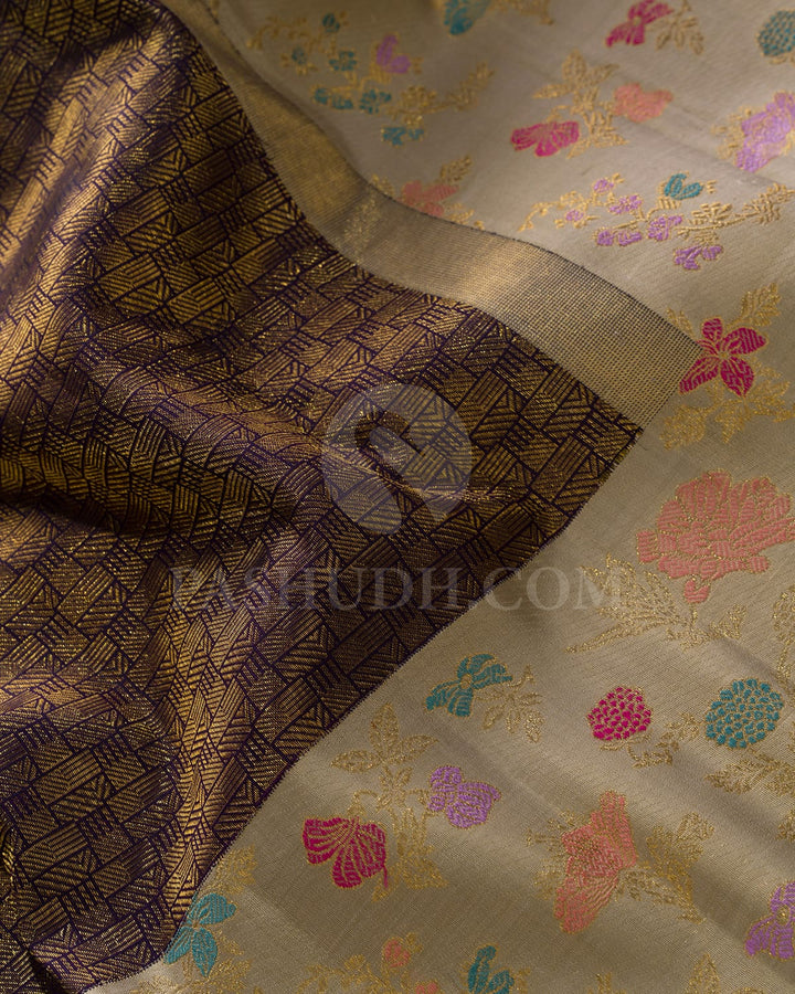 Dual Shaded Navy Blue Kanjivaram Silk Saree-S1766(A)