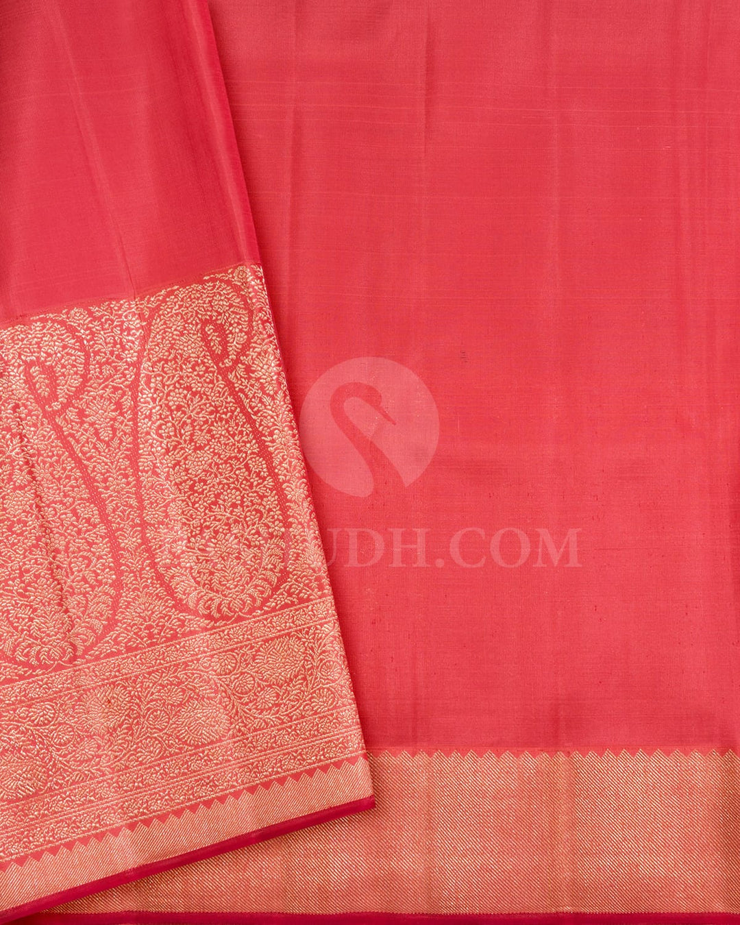 Powder Blue With Peachy Pink Organza Shimmer Kanjivaram Silk Saree-S1287(F)