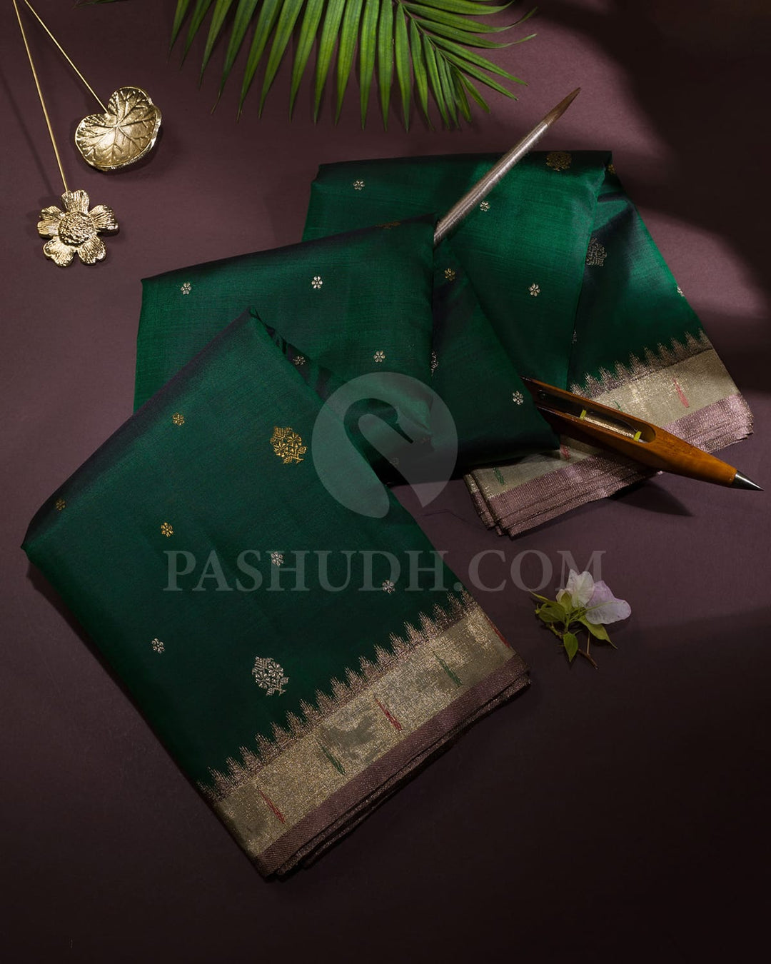 Bottle Green Paithani Kanjivaram Silk Saree-S1723(B)