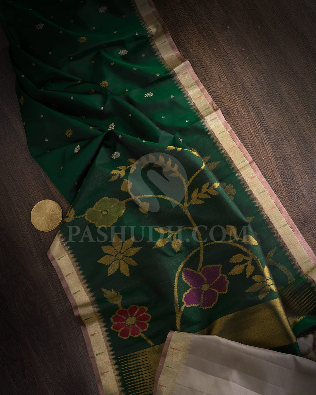 Bottle Green Paithani Kanjivaram Silk Saree-S1723(B)