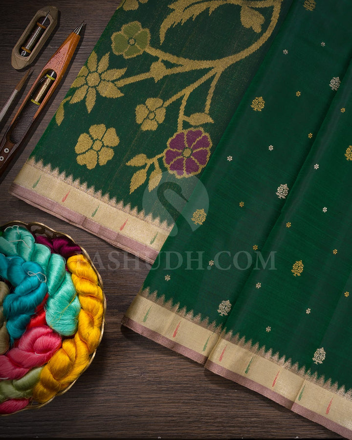 Bottle Green Paithani Kanjivaram Silk Saree-S1723(B)